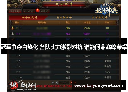冠军争夺白热化 各队实力激烈对抗 谁能问鼎巅峰荣耀